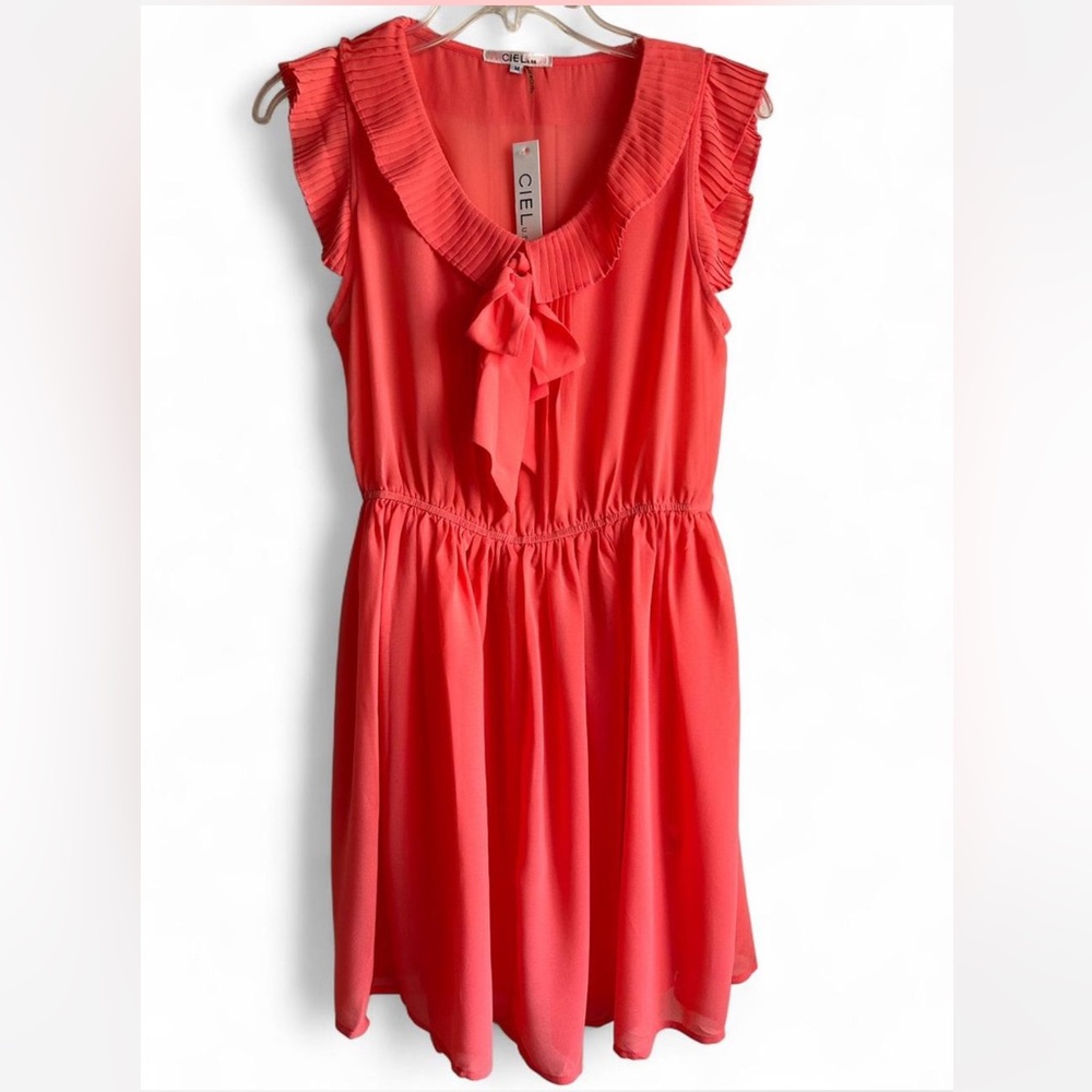 Sheer Pink Ruffled Smocked Sundress V-Neck